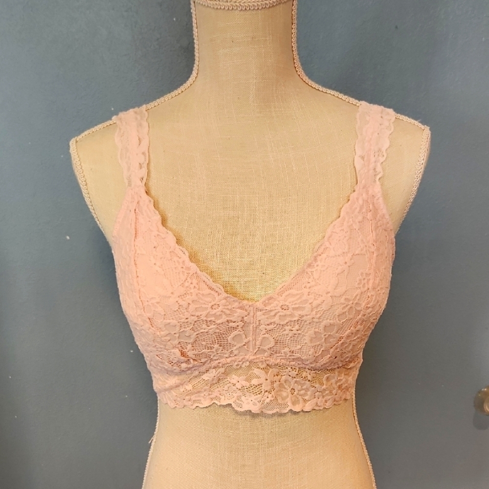 No Boundaries Coquette Powder Pink Floral Eyelet Lace Adjustable Bralette